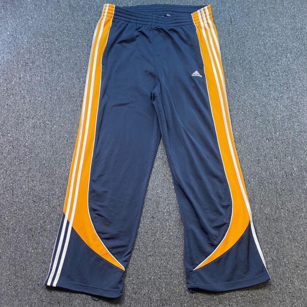 Adidas Track Pants Sz M Mens Navy Blue Orange White Y2K Embroidered Logo